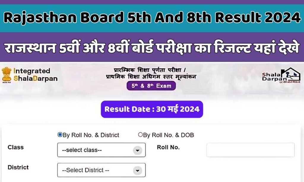 Rajasthan Board 5th And 8th Result 2024